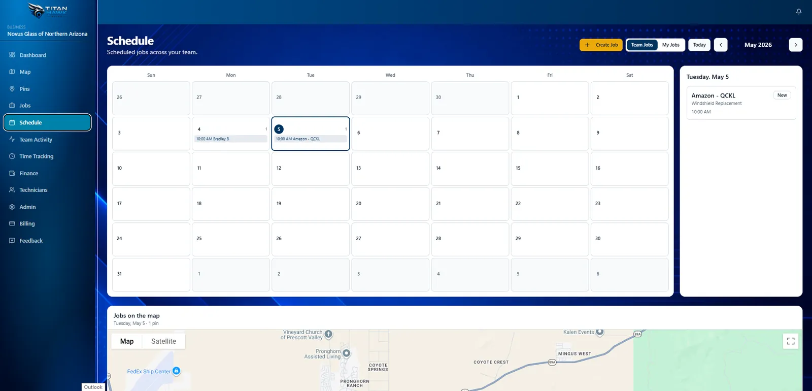 TitanHawk Sales scheduling dashboard